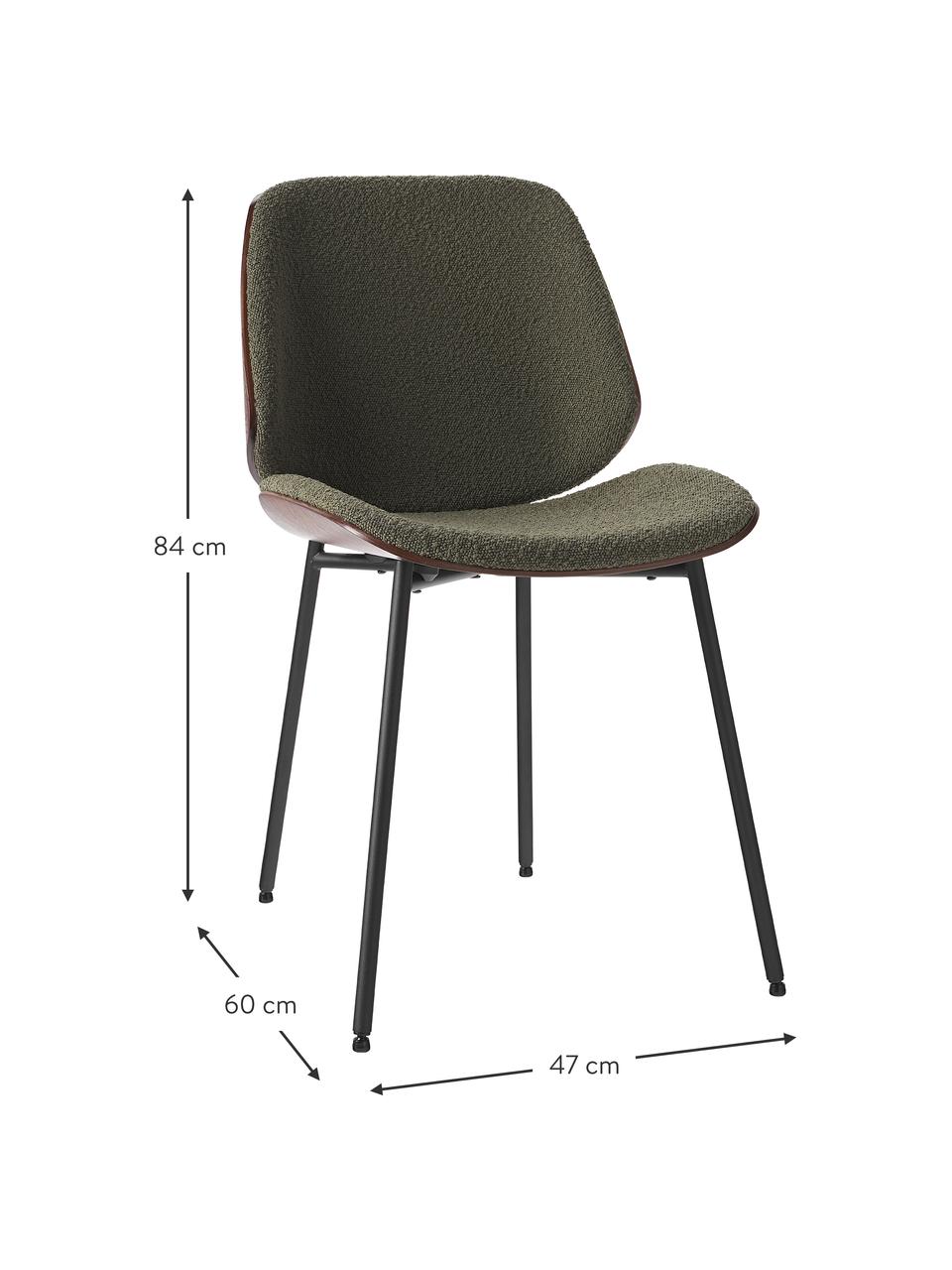 Bouclé čalouněné židle Tamara, 2 ks, Zelená, Š 47 cm, H 60 cm