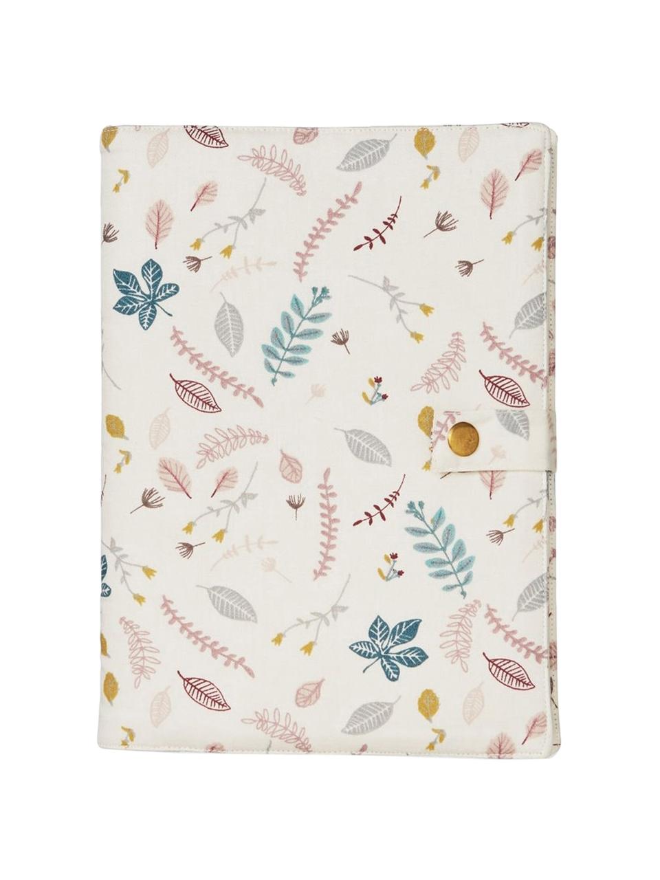 Okładka z bawełny organicznej Pressed Leaves, 100% bawełna organiczna z certyfikatem OCS, Kremowobiały, wielobarwny, we wzór, S 15 x W 21 cm