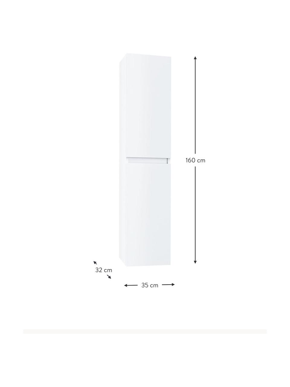 Mueble de baño alto Perth, 35 cm, Estantes: vidrio, Blanco, An 35 x Al 160 cm