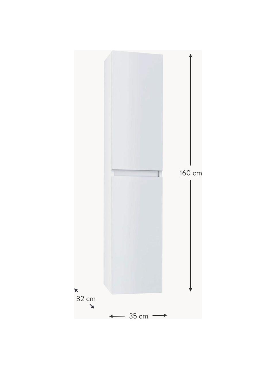 Mueble de baño alto Perth, 35 cm, Estantes: vidrio, Blanco, An 35 x Al 160 cm