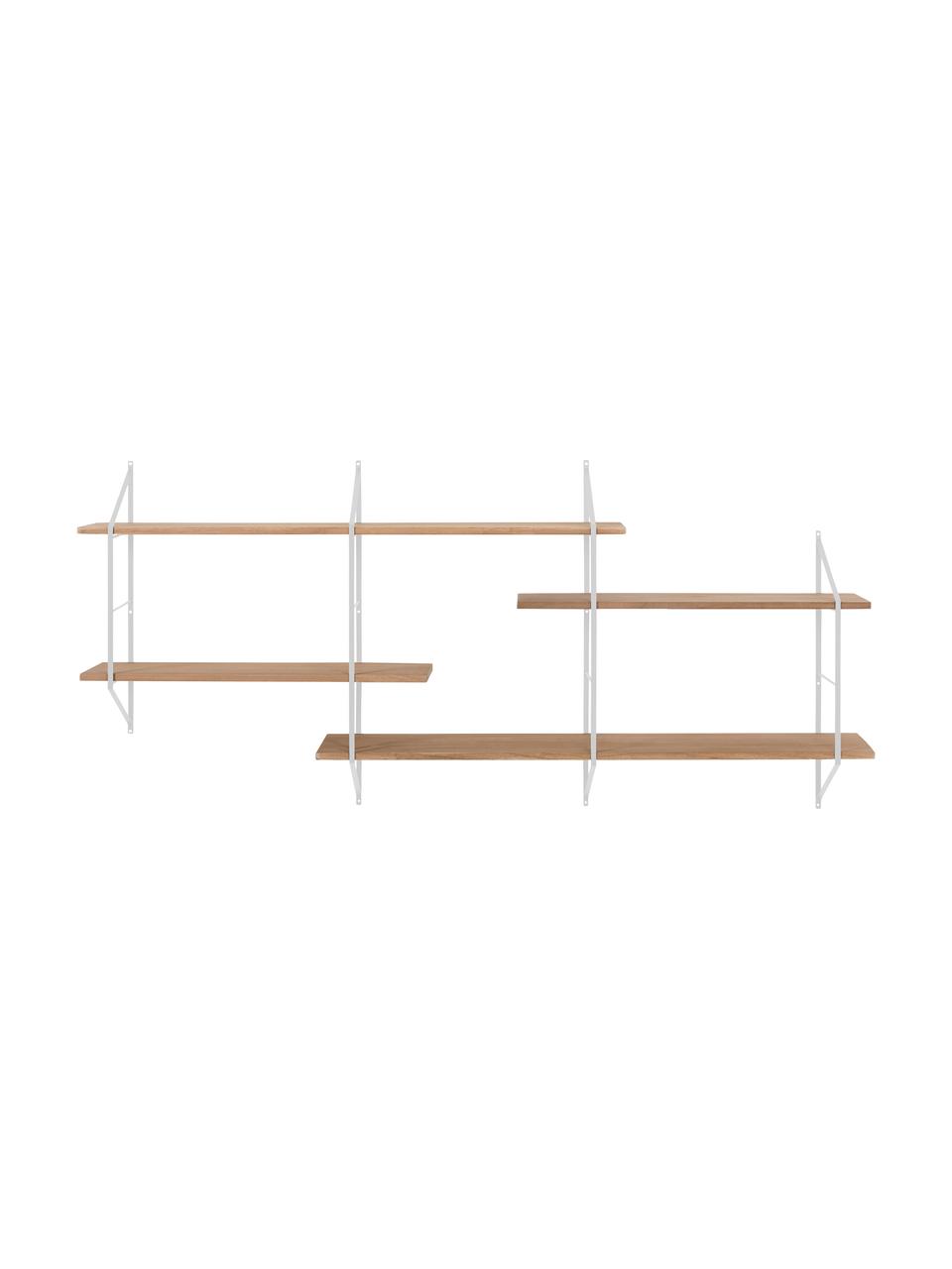 Grote wandrek Belfast met metalen frame, Plank: paulowniahout, gebeitst, , Frame: gepoedercoat metaal, Bruin, wit, 191 x 79 cm