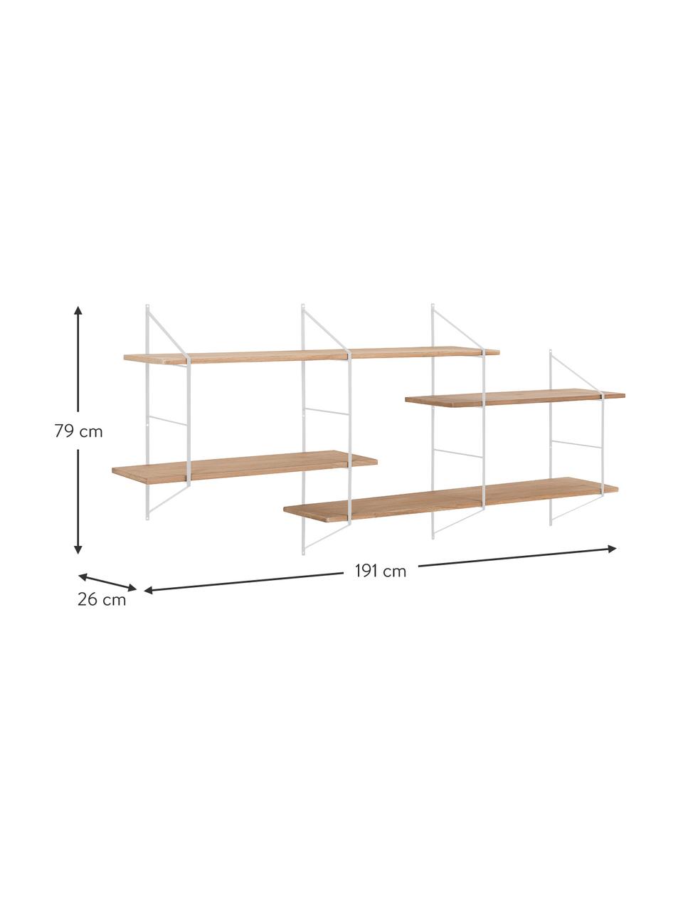 Grote wandrek Belfast met metalen frame, Plank: paulowniahout, gebeitst, , Frame: gepoedercoat metaal, Bruin, wit, 191 x 79 cm