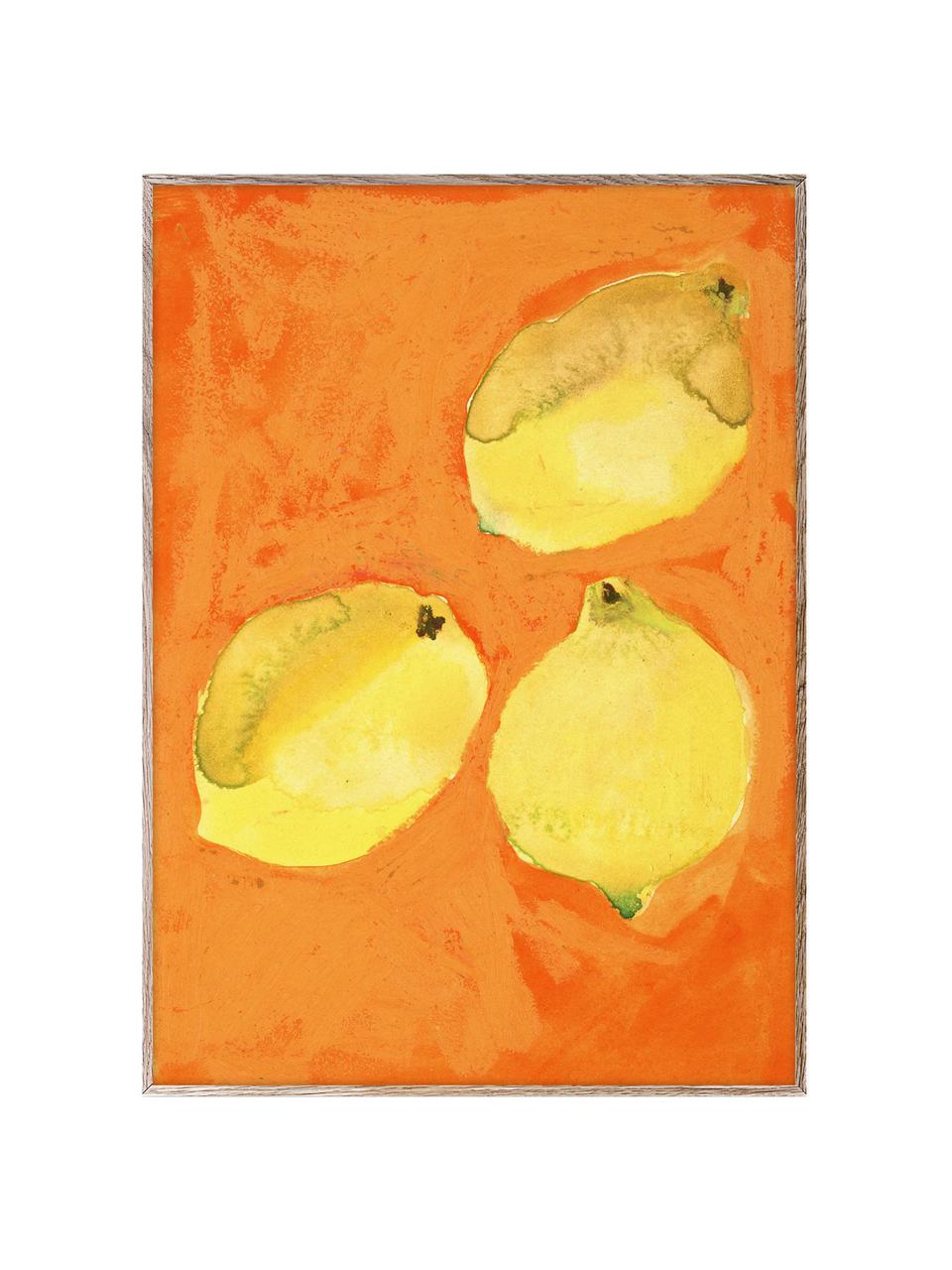 Poster Lemons, 210 g mattes Hahnemühle-Papier, Digitaldruck mit 10 UV-beständigen Farben, Zitronengelb, Orange, B 30 x H 40 cm