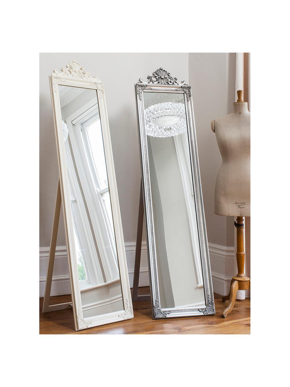 Miroir rectangulaire style baroque argent sur pied Lambeth, Couleur argentée, larg. 46 x haut. 179 cm