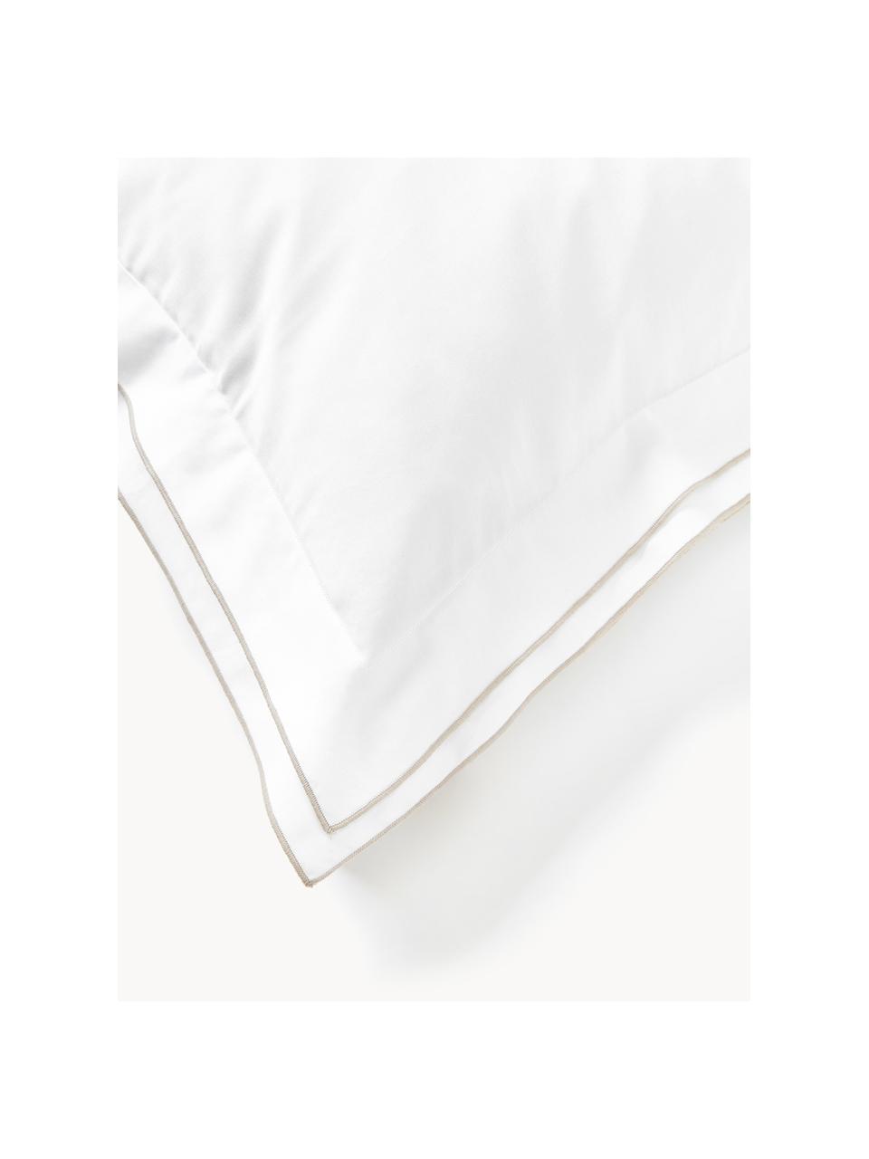 Funda de almohada de satén Carlotta, Blanco, beige claro, An 45 x L 110 cm