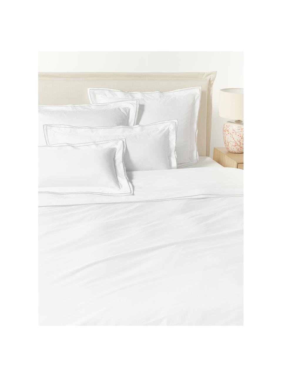 Funda de almohada de satén Carlotta, Blanco, beige claro, An 45 x L 110 cm