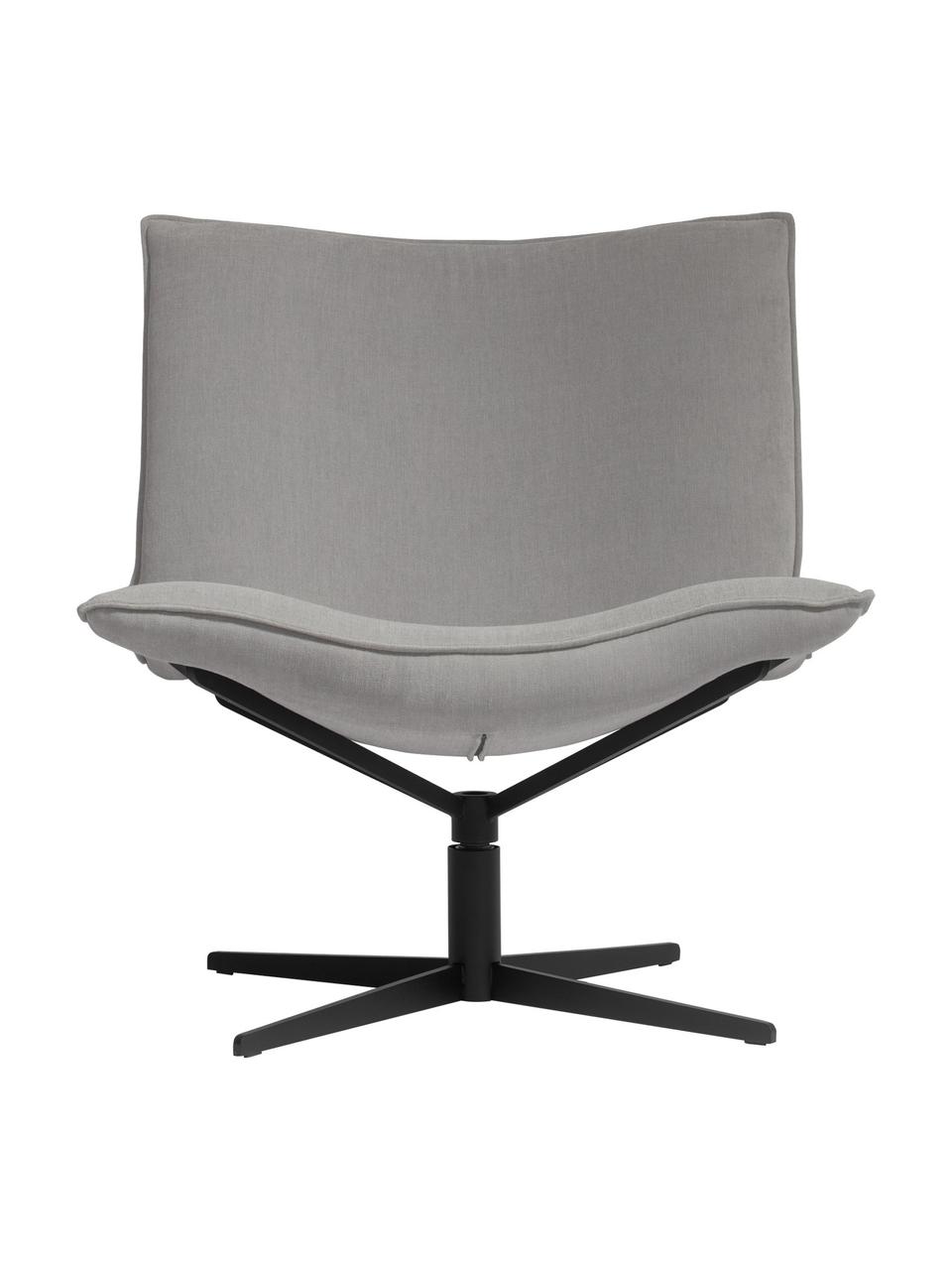 Sillón giratorio de terciopelo Mac-B, tecnología Aquaclean, Tapizado: 100% terciopelo de poliés, Asiento: núcleo de resorte Bonell, Gris claro, negro, An 72 x F 74 cm