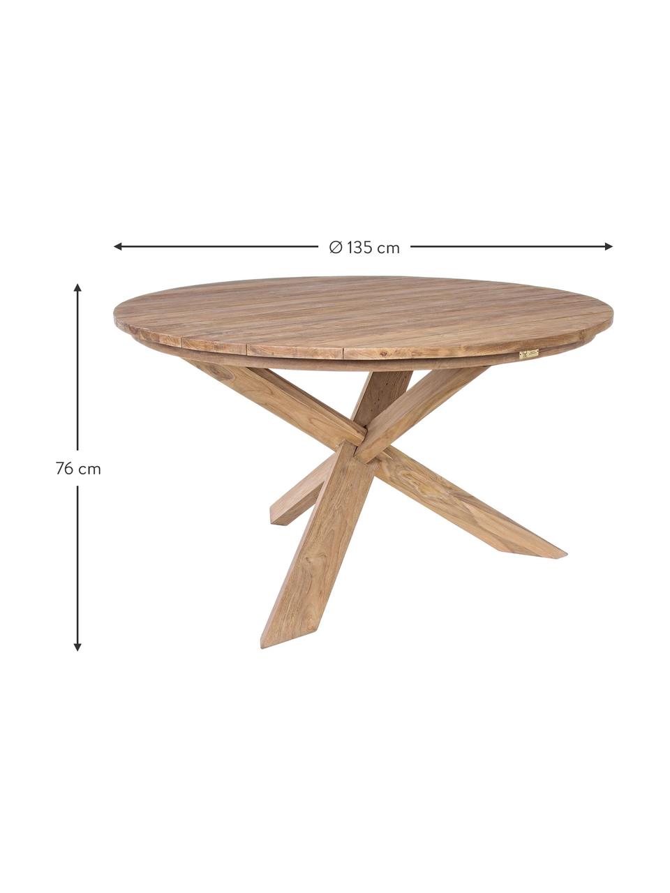 Kulatý jídelní stůl s deskou z recyklovaného teakového dřeva Rift, Recyklované teakové dřevo s certifikátem FSC, Recyklované teakové dřevo, Ø 135 cm, V 76 cm