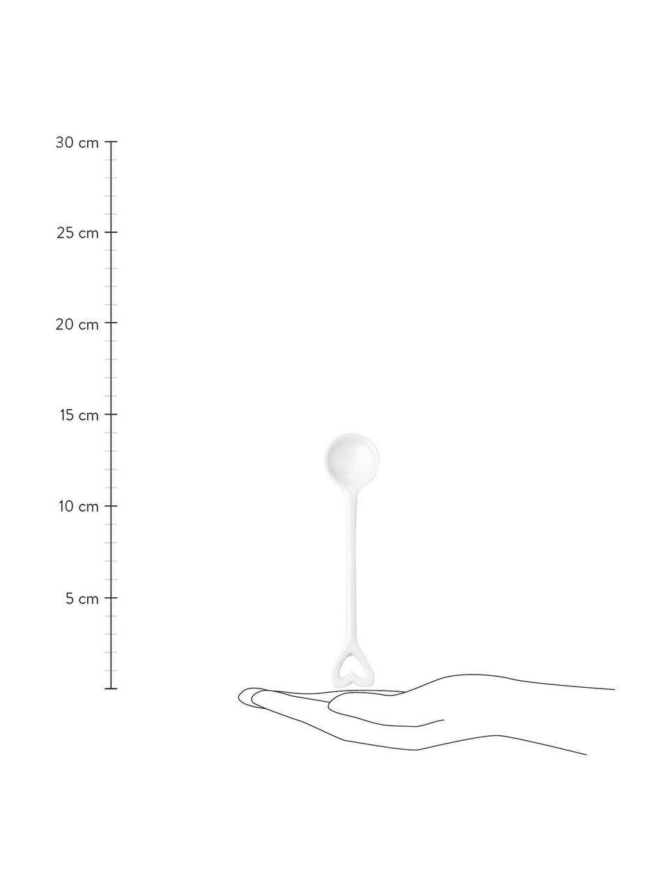 Cucchiaino in porcellana Heart, Porcellana smaltata, Bianco, Lung. 14 cm