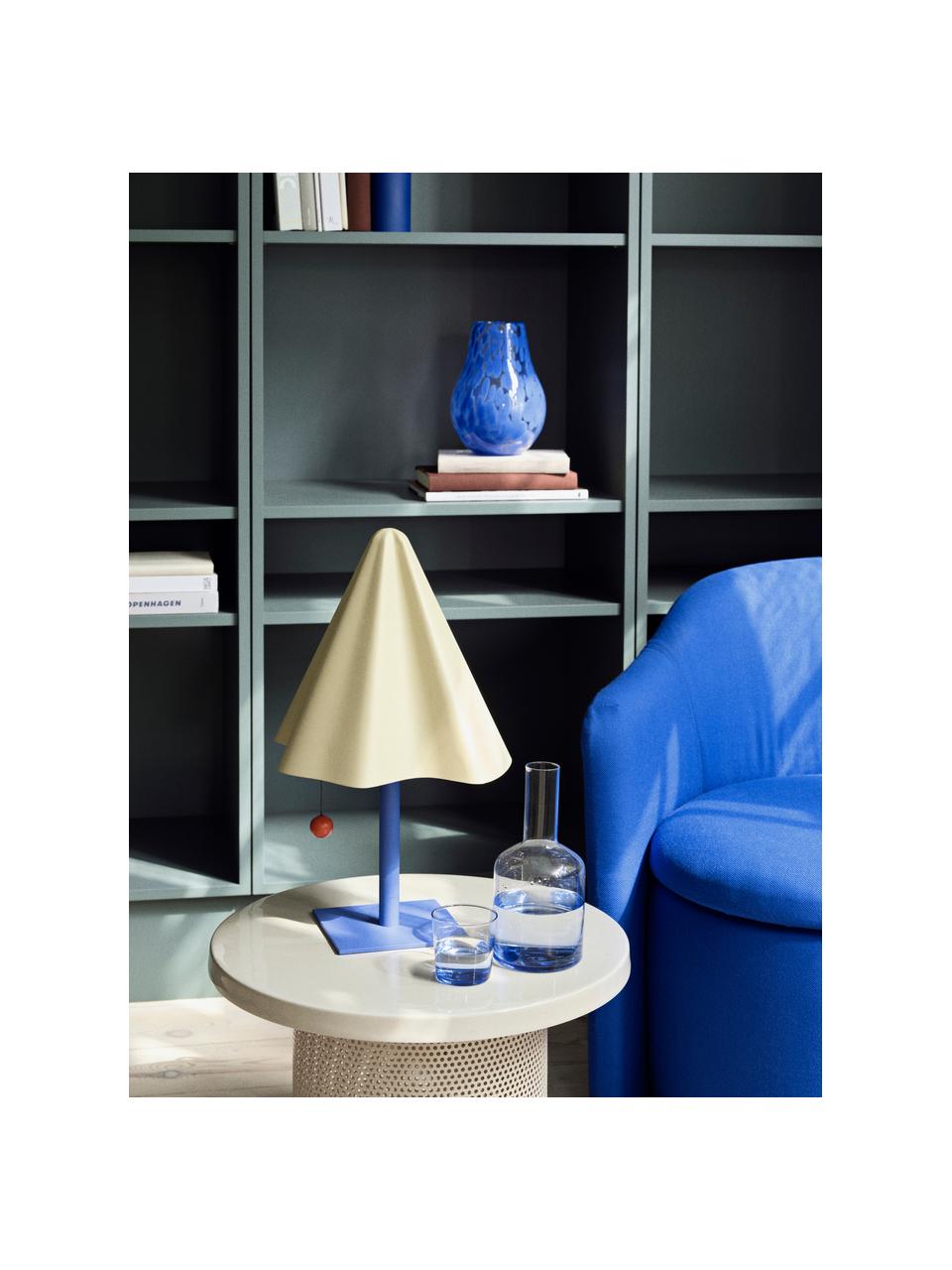 Design tafellamp Skirt, Lampenkap: gepoedercoat staal, Lampvoet: gepoedercoat staal, Crèmewit, blauw, Ø 30 x H 51 cm