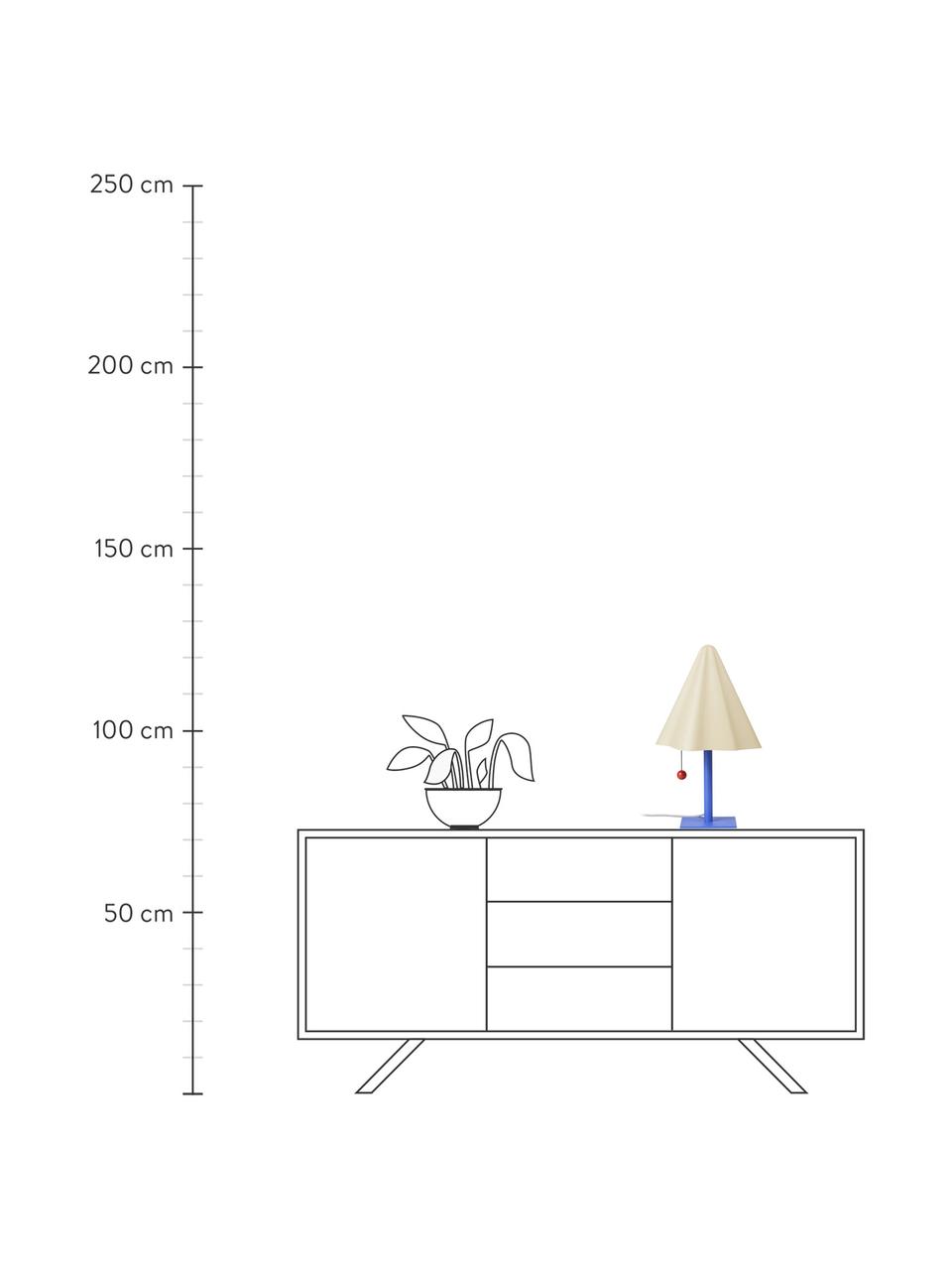 Lampada da tavolo di design Skirt, Paralume: acciaio, verniciato a pol, Base della lampada: acciaio, verniciato a pol, Bianco crema, blu, Ø 30 x Alt. 51 cm