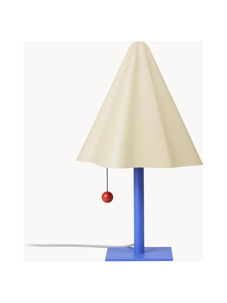 Lampe à poser design Skirt, Blanc crème, bleu, Ø 30 x haut. 51 cm