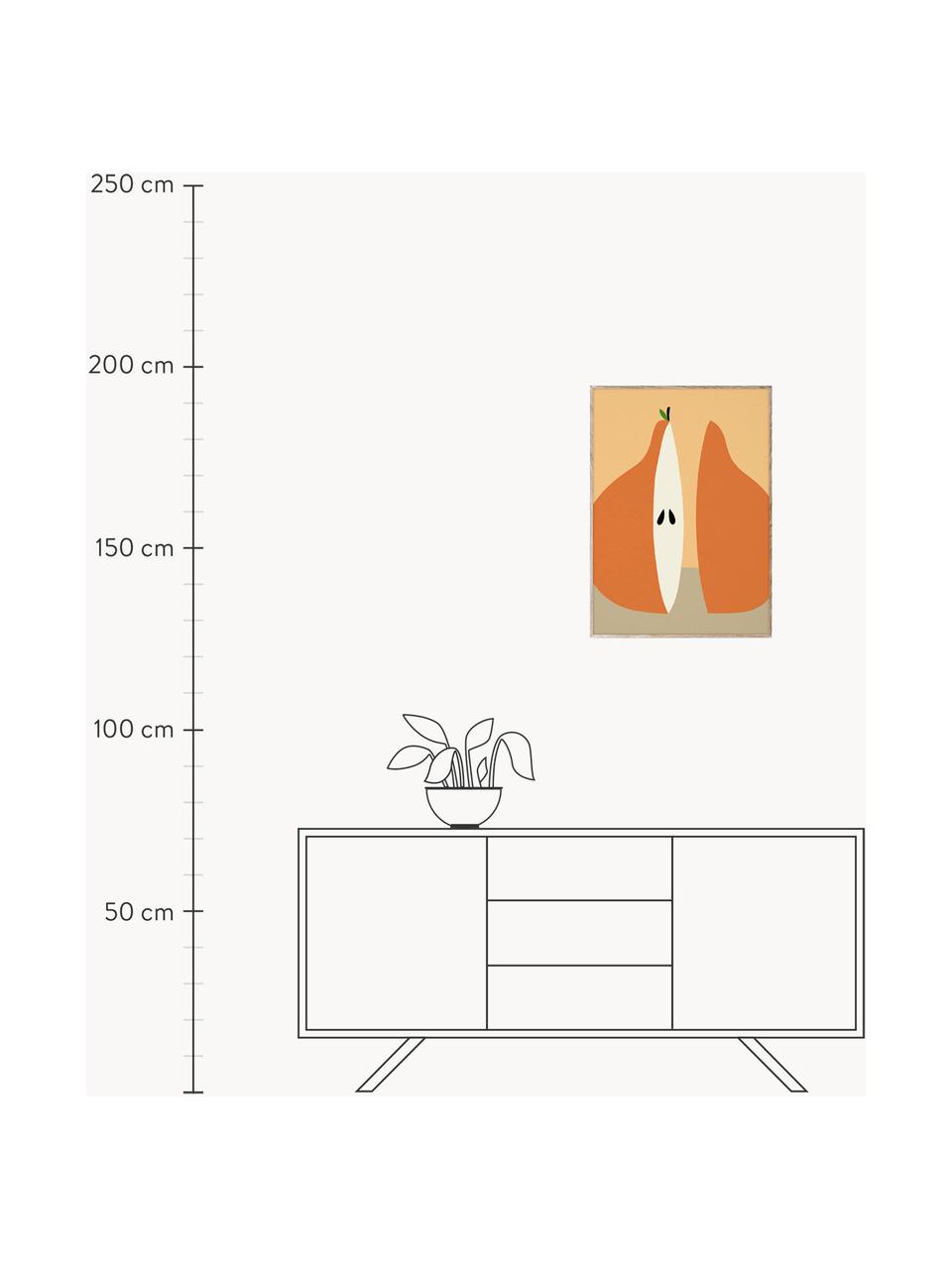 Poster Poire, 210 g de papier mat de la marque Hahnemühle, impression numérique avec 10 couleurs résistantes aux UV, Orange, grège, larg. 30 x haut. 40 cm