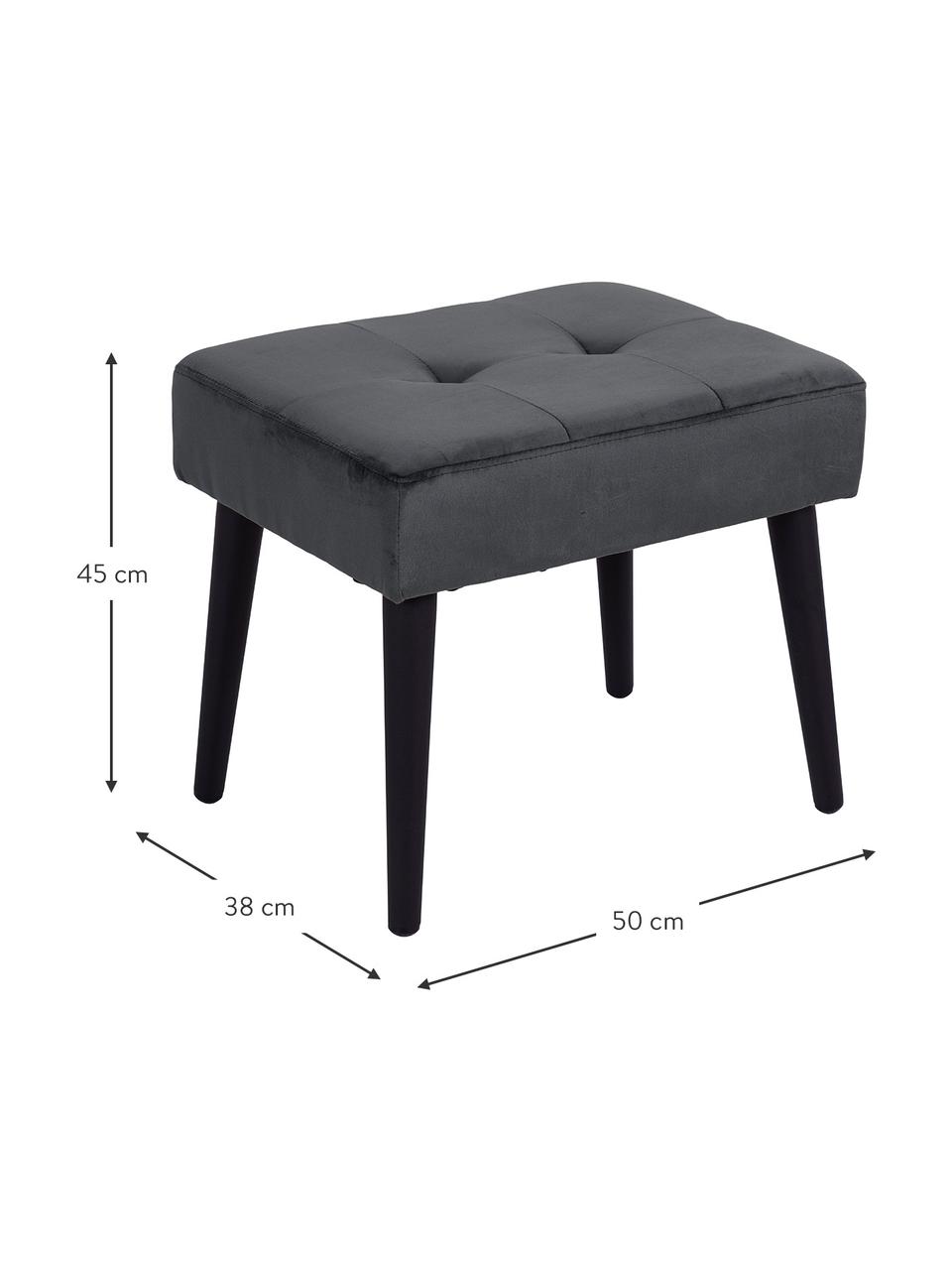 Sametová čalouněná stolička Glory, Tmavě šedá, černá, Š 50 cm, V 45 cm