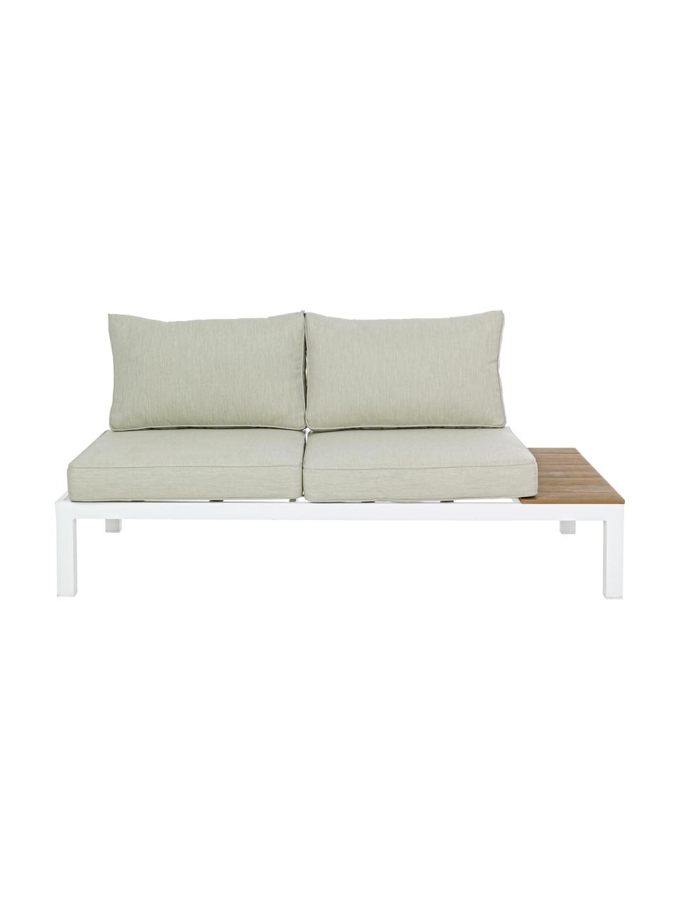Salon de jardin aluminium Elias, 4 élém., Blanc, bois, beige, Lot de différentes tailles