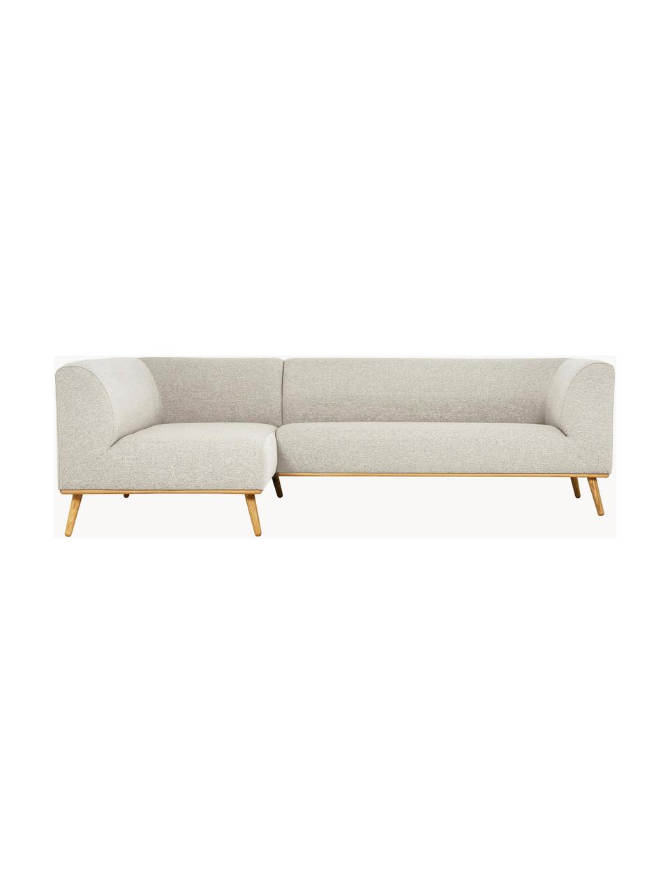 Ecksofa Archie mit Eichenholz-Füssen, Bezug: 100% Wolle, Gestell: Kiefernholz, FSC-zertifiz, Beine: Massives Eichenholz, FSC-, Webstoff Hellbeige, B 264 x T 162 cm, Eckteil rechts