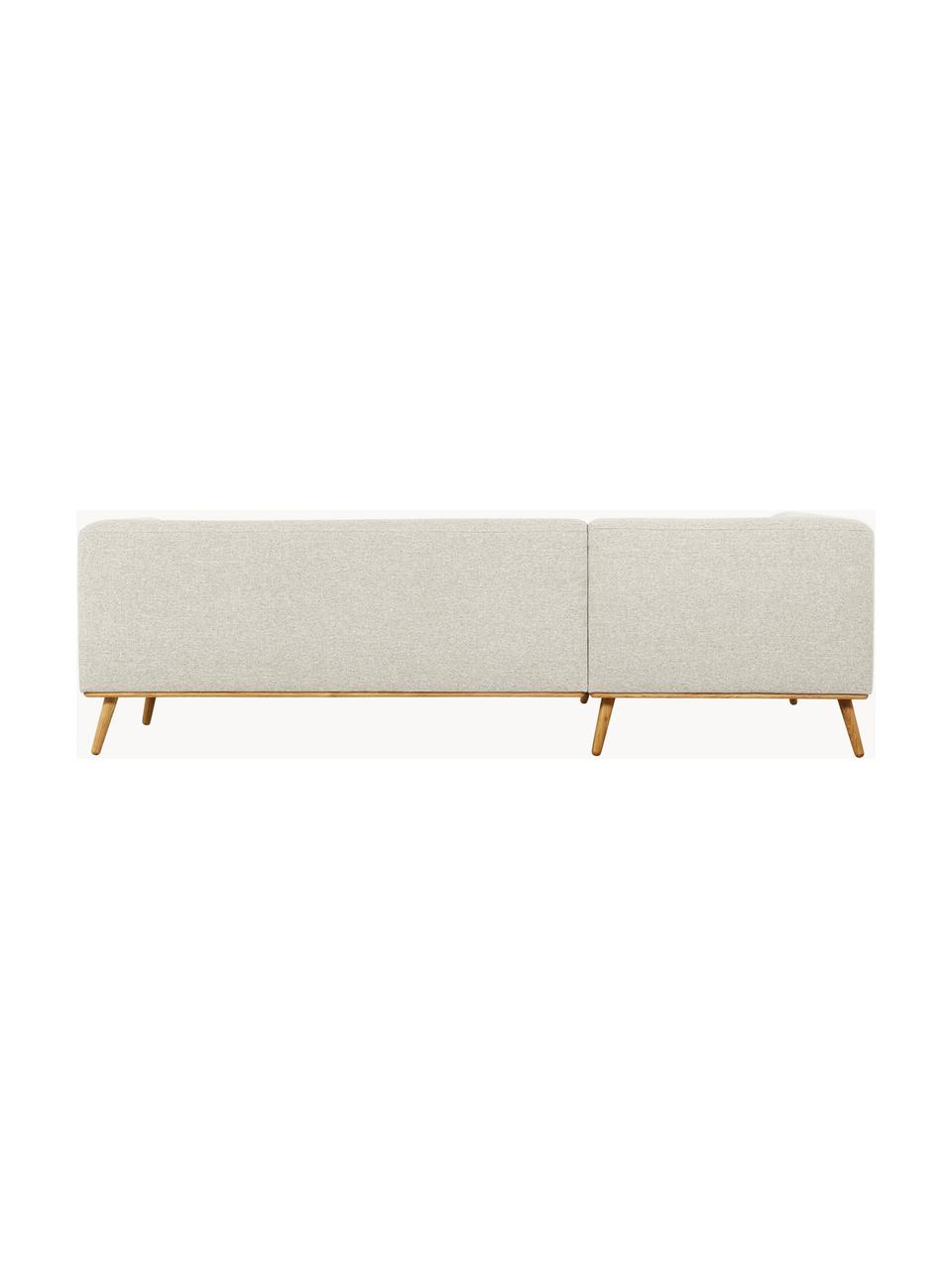 Ecksofa Archie mit Eichenholz-Füßen, Bezug: 100% Wolle, Gestell: Kiefernholz, FSC-zertifiz, Beine: Massives Eichenholz, FSC-, Webstoff Hellbeige, B 264 x T 162 cm, Eckteil rechts