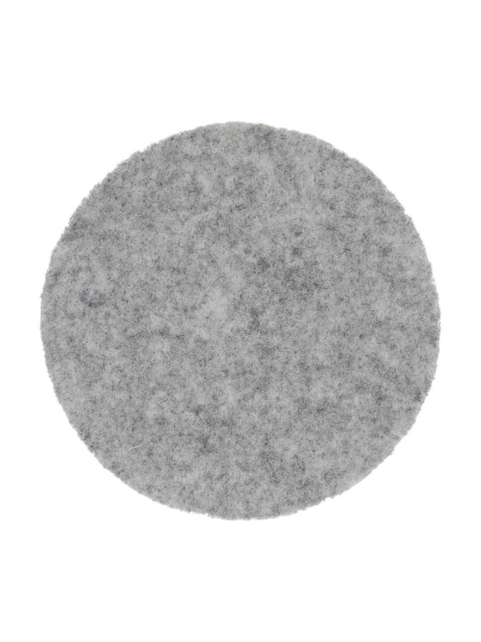 Posavasos de fieltro Leandra, 6 uds., 90% lana, 10% polietileno, Gris claro, Ø 10 cm