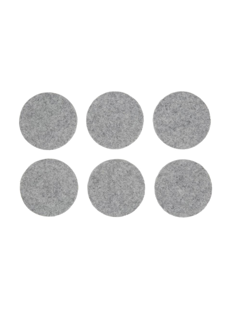 Sous-verres en feutre de laine Leandra, 6 pièces, 90 % laine, 10 % polyéthylène, Gris clair, Ø 10 cm