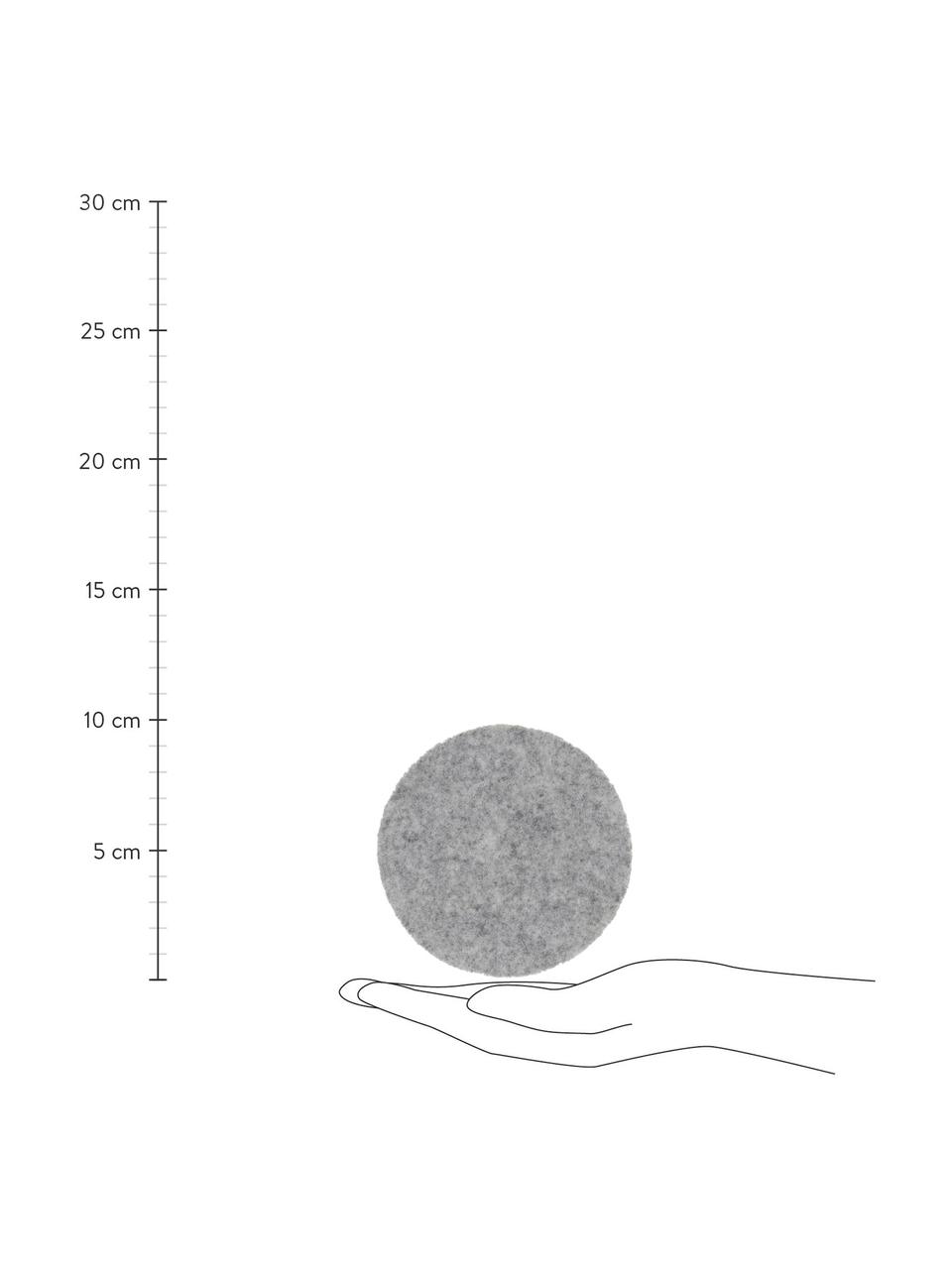 Posavasos de fieltro Leandra, 6 uds., 90% lana, 10% polietileno, Gris claro, Ø 10 cm