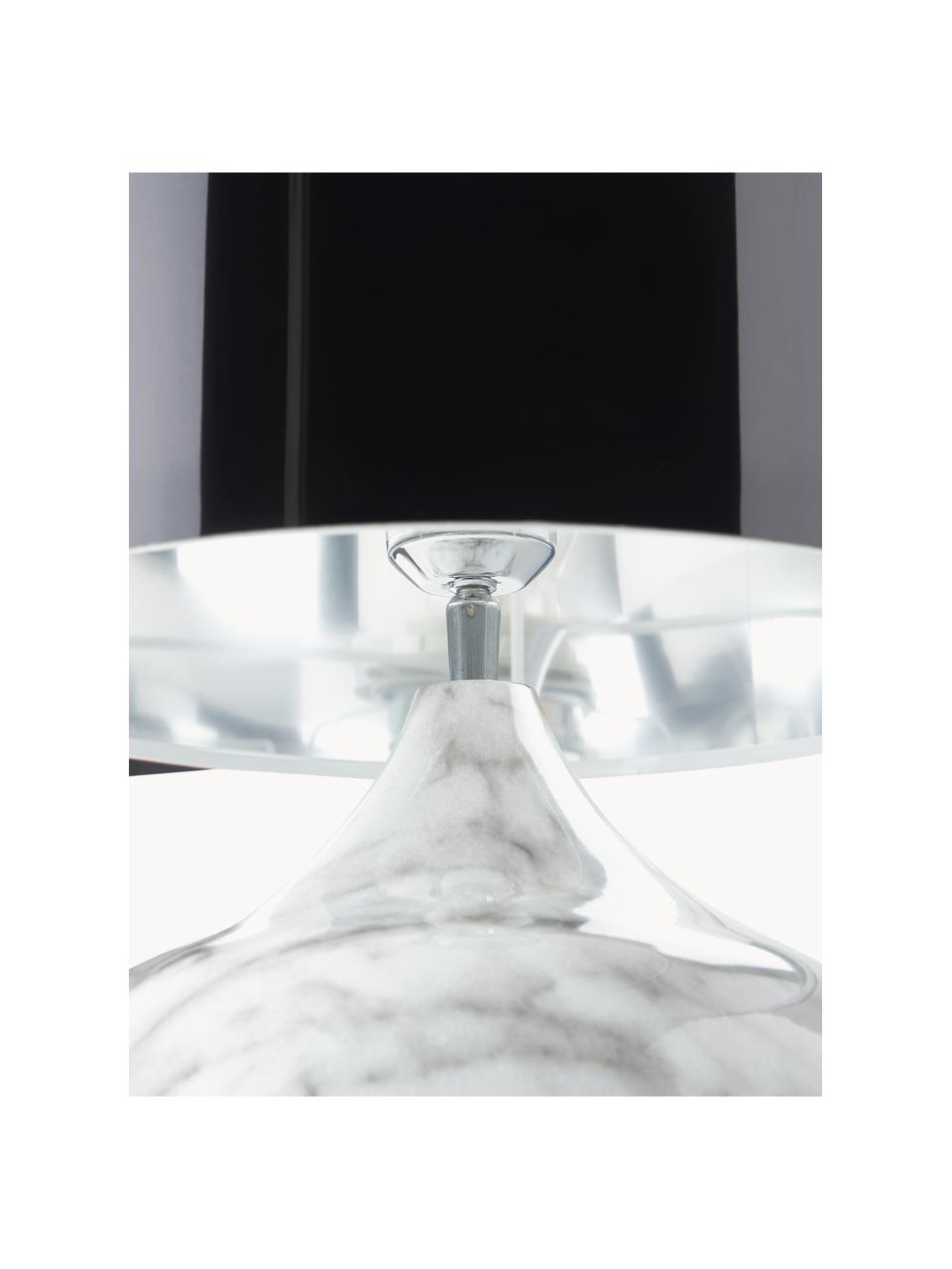 Tischlampe Mamo in Marmor-Optik, Lampenschirm: Kunststoff, Schwarz, Weiss, Marmor-Optik, Ø 31 x H 38 cm