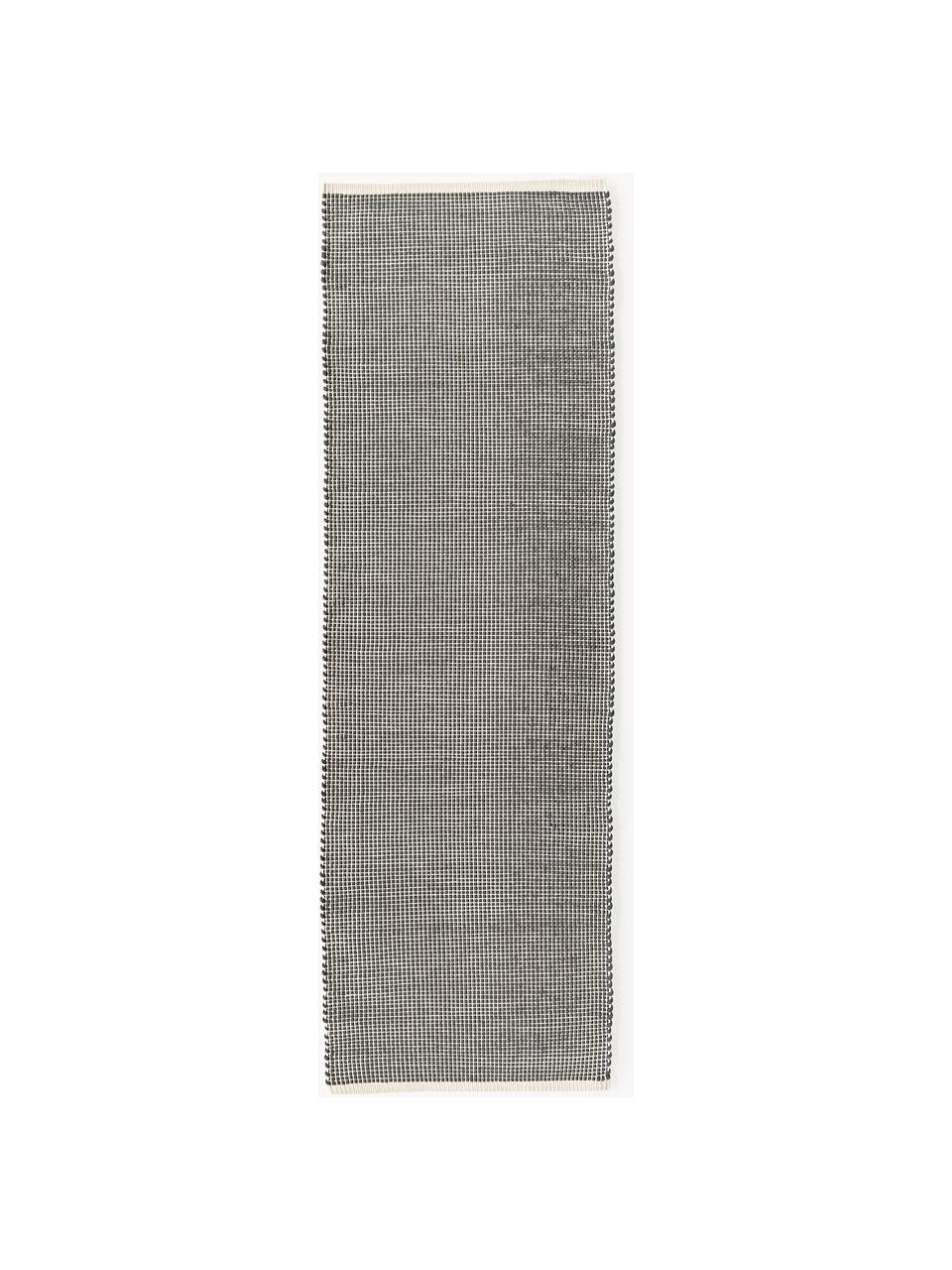 Alfombra corredor artesanal de lana Amaro, 67% lana (certificado RWS), 33% algodón 

Las alfombras de lana se pueden aflojar durante las primeras semanas de uso, la pelusa se reduce con el uso diario., Gris, beige claro, An 80 x L 200 cm