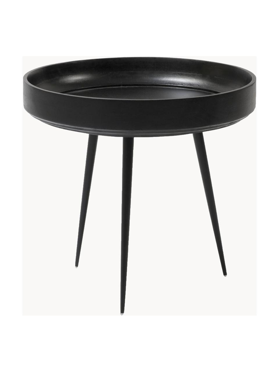 Mesa auxiliar pequeña Bowl Table, Tablero: madera de mango, teñida y, Patas: acero, pintura en polvo, Negro, Ø 40 x Al 38 cm