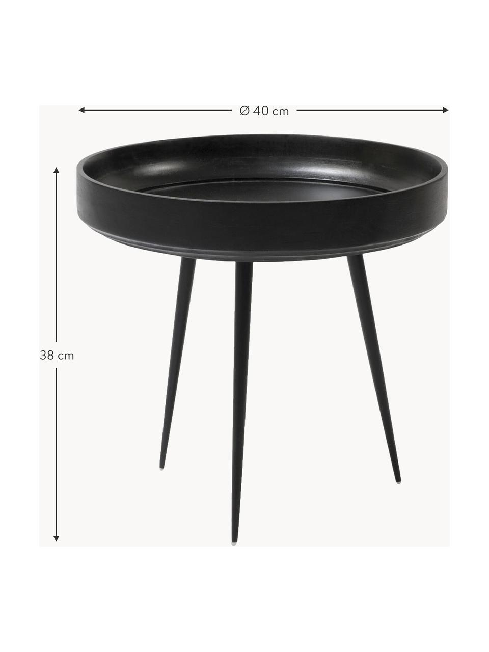 Mesa auxiliar pequeña Bowl Table, Tablero: madera de mango, teñida y, Patas: acero, pintura en polvo, Negro, Ø 40 x Al 38 cm