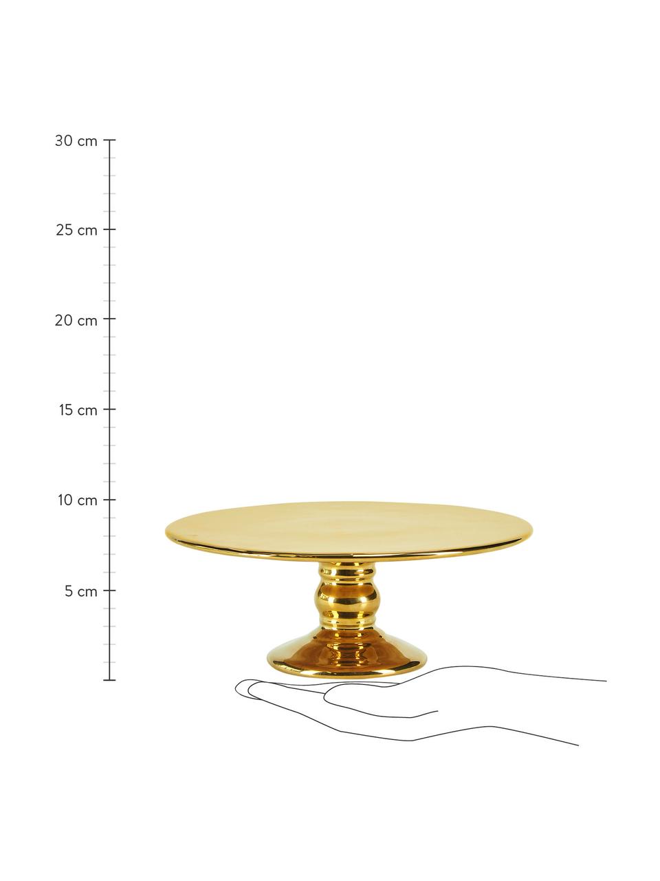 Keramische taartplateau Tarta, Ø 26 cm, Keramiek, Glanzend goudkleurig, Ø 26 x H 10 cm