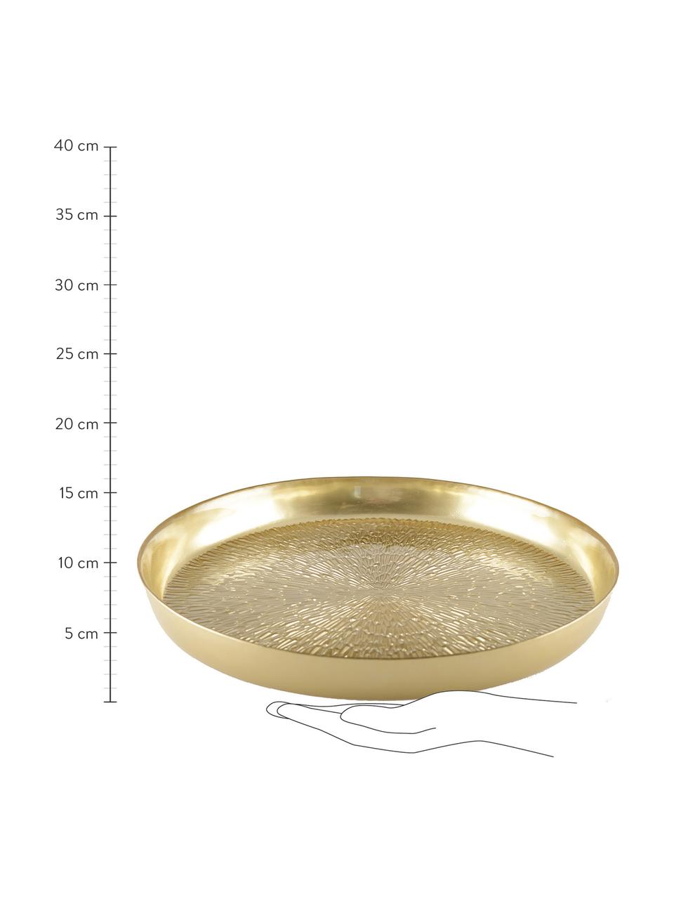 Serviertablett Aladora in Gold und elegantem Muster, Ø 35 cm, Glas, Goldfarben, Ø 35 cm