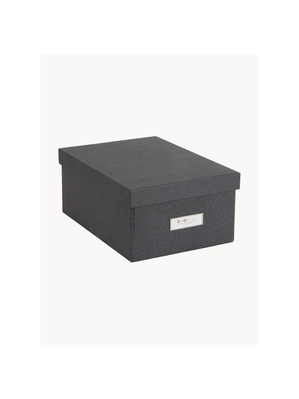 Skládací skladovací box Karin, Š 23 x H 32 cm, Plátno, pevný karton, Antracitová, Š 23 cm, D 32 cm
