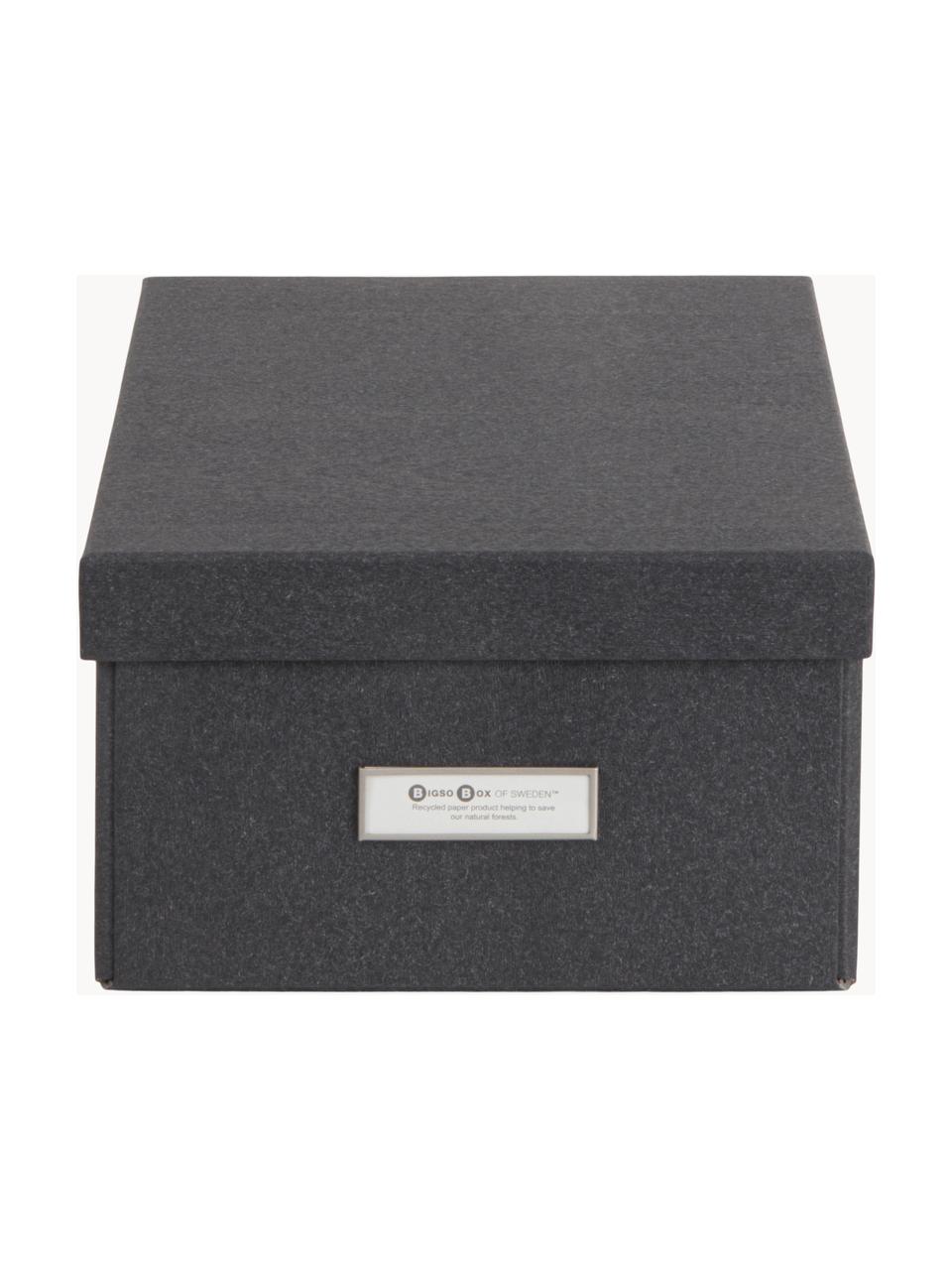 Skládací skladovací box Karin, Š 23 x H 32 cm, Plátno, pevný karton, Antracitová, Š 23 cm, D 32 cm