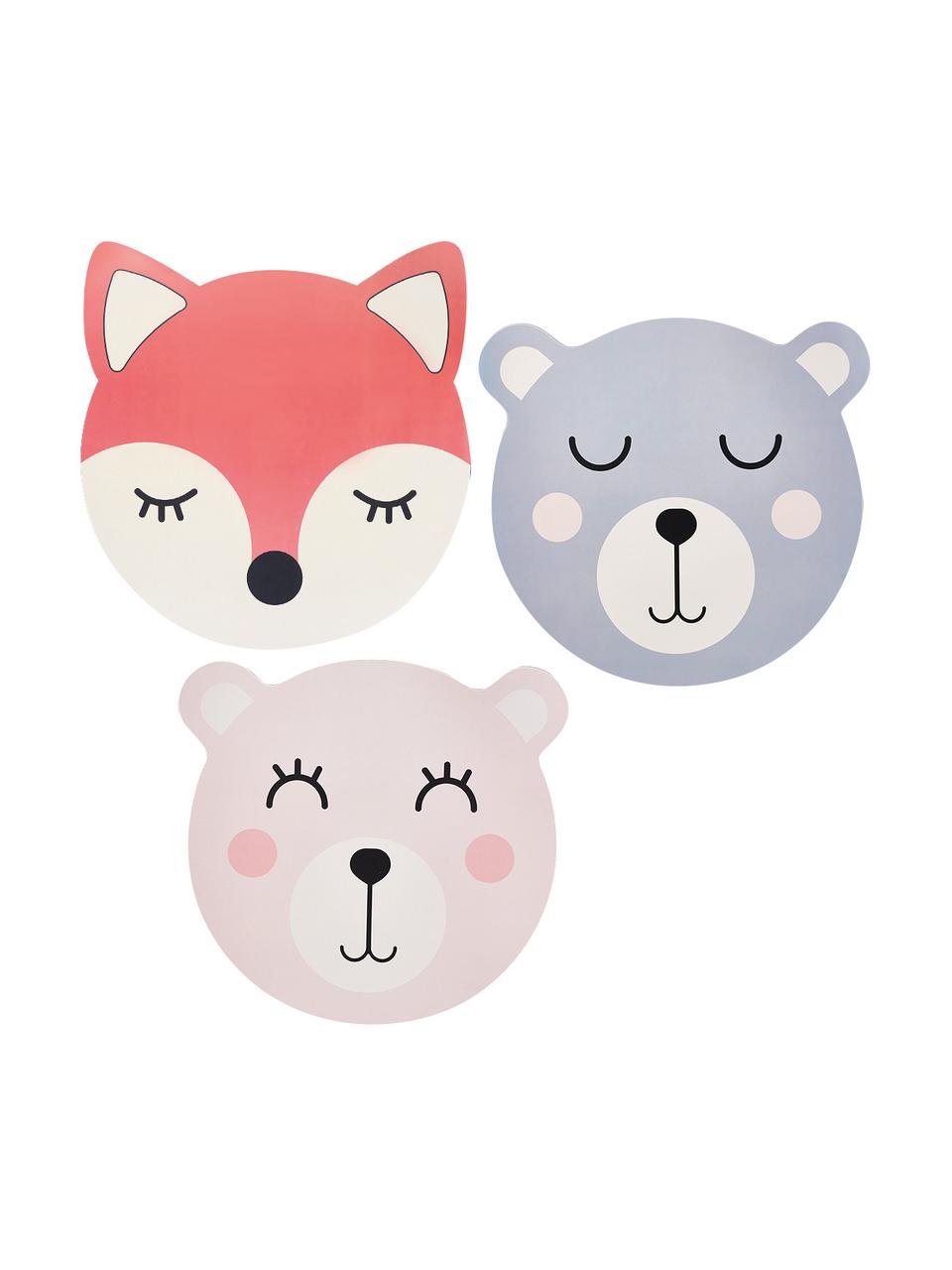 Placemat Bear, Kunststof, Blauw, wit, zwart, B 37 x L 37 cm