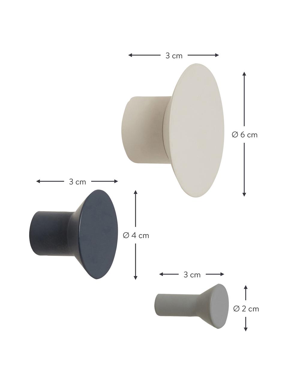 Wandhaken-Set Spot aus Metall, 3-tlg., Metall, beschichtet, Grau, Schwarz, Beige, Set in verschiedenen Größen