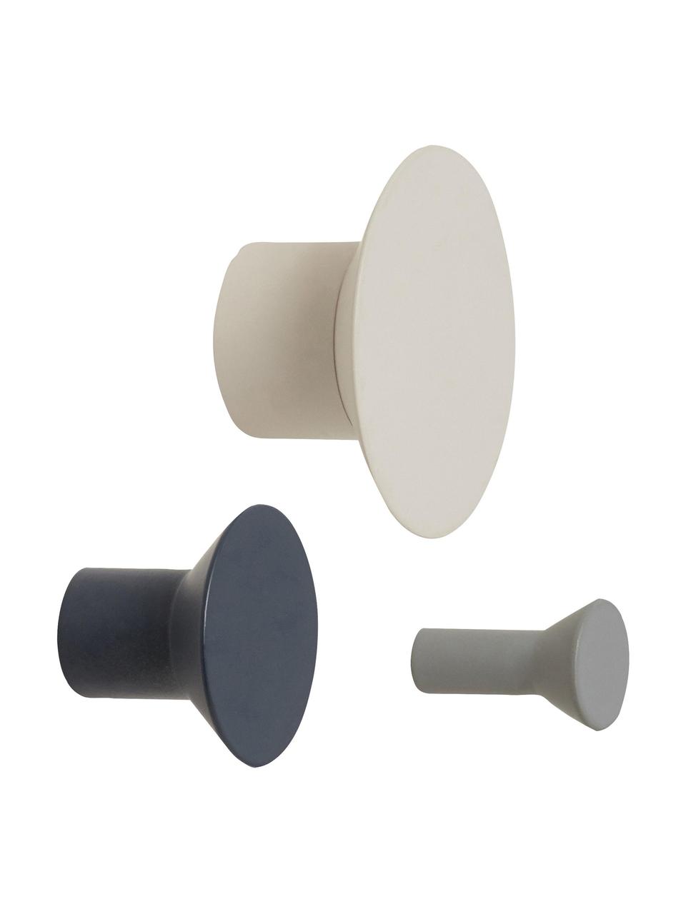 Ensemble de patères métal Spot, 3 élém., Métal, enduit, Gris, noir, beige, Lot de différentes tailles