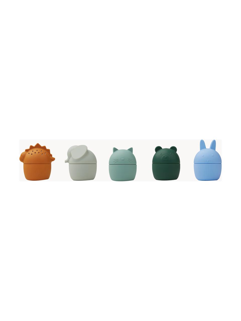 Badespielzeug Gaby, 5er-Set, Silikon, Grüntöne, Blau, Hellbraun, Ø 6 x H 8 cm