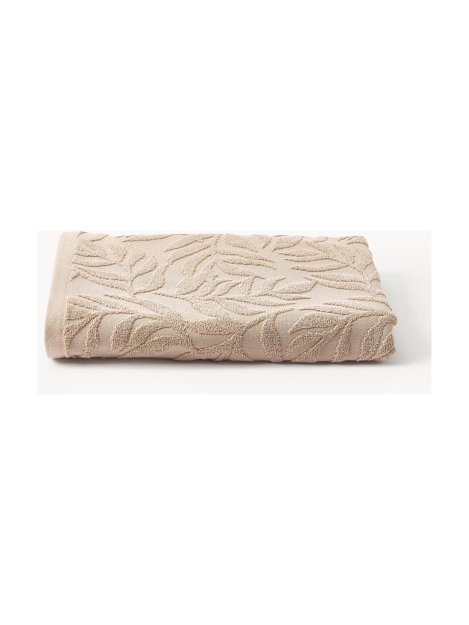 Ręcznik z bawełny Leaf, różne rozmiary, Beżowy, Ręcznik, S 50 x D 100 cm, 2 szt.