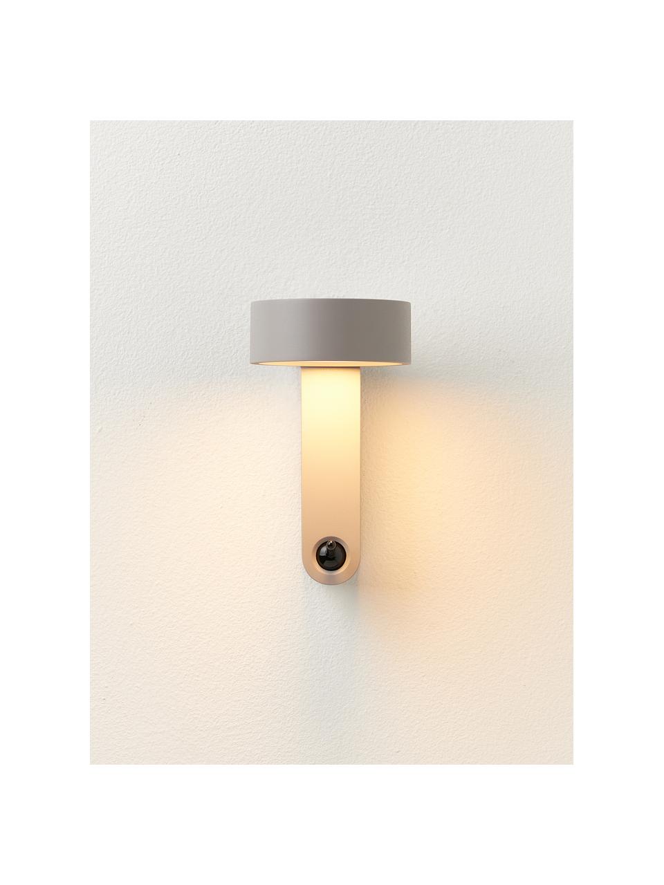 Kleine LED wandlamp Toggle met verstelbare lampenkap, Gelakt aluminium, Donkergrijs, mat, B 10 x H 17 cm