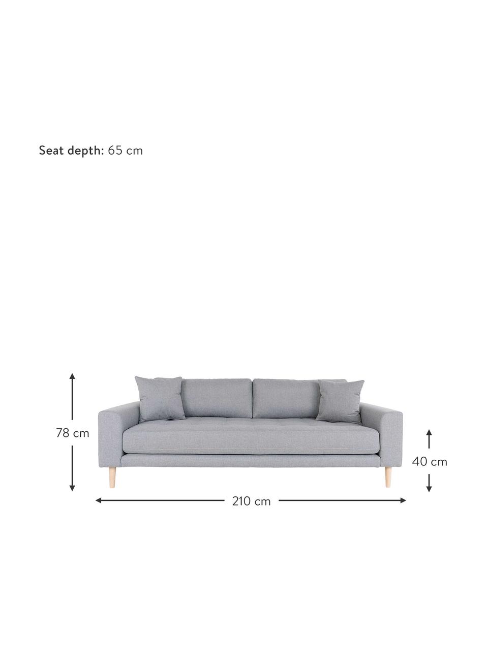 Sofa Andrew (3-osobowa), Tapicerka: poliester 30 000 cykli w , Nogi: drewno jodłowe, Jasny szary, S 210 x G 93 cm