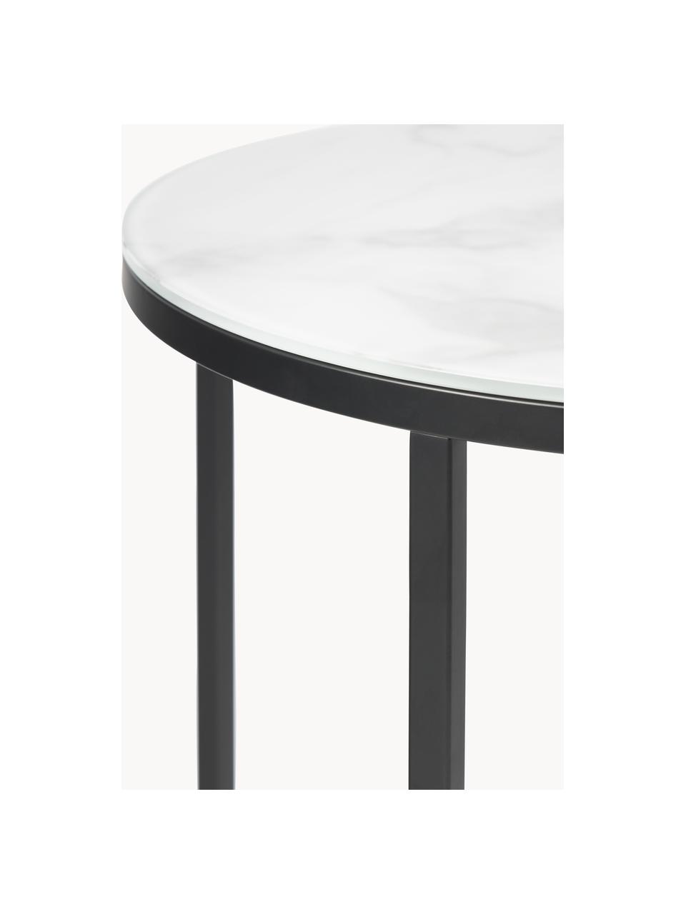 Table d'appoint avec plateau aspect marbre Antigua, Blanc aspect marbre, noir, Ø 45 x haut. 50 cm