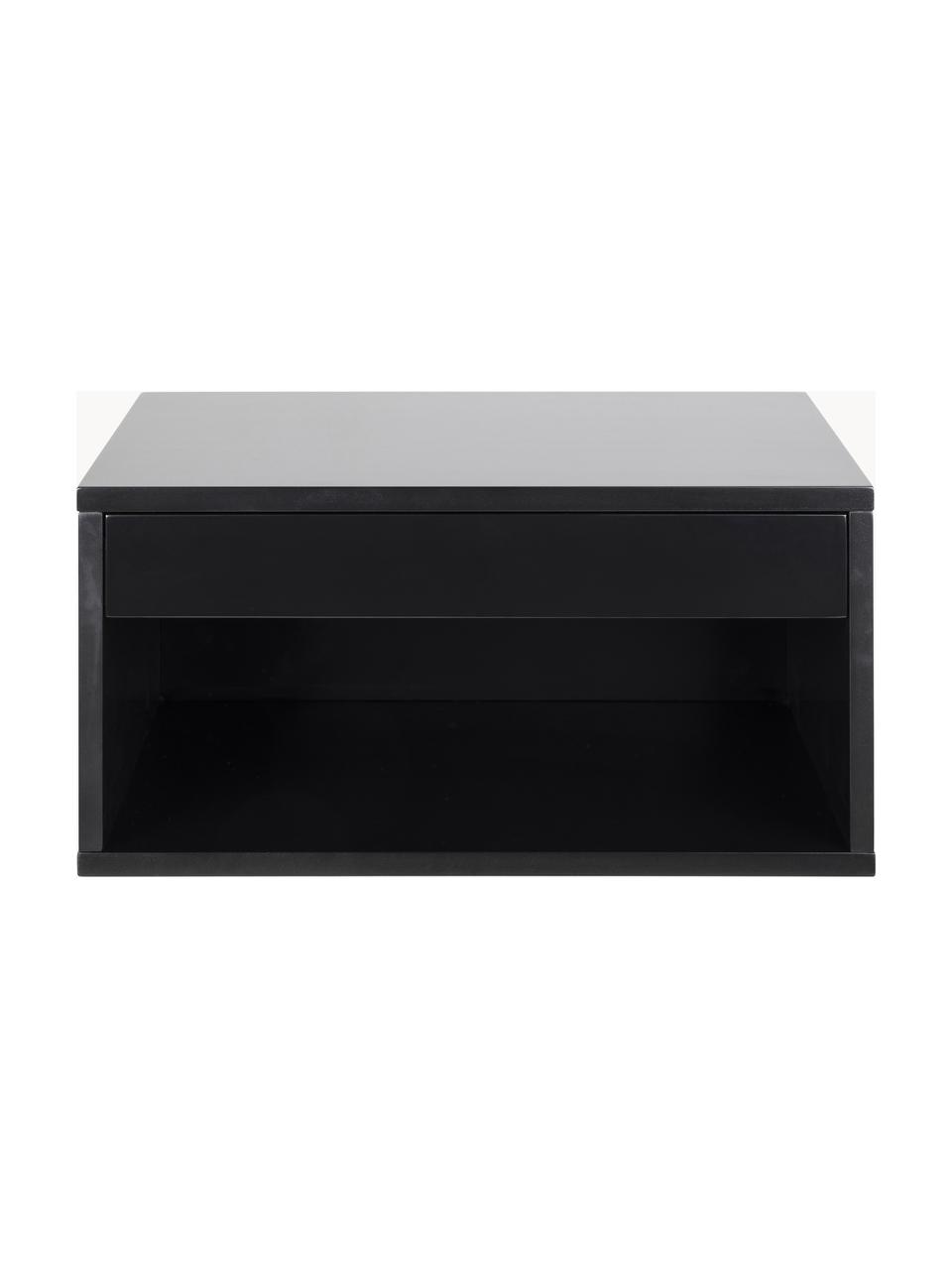 Table de chevet murale Cholet, MDF, laqué, Noir, larg. 50 x haut. 24 cm