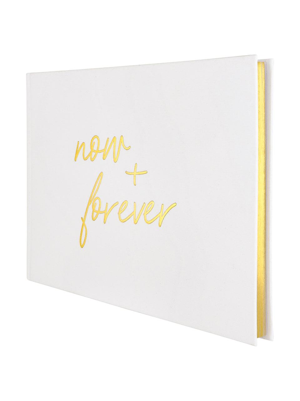 Gastenboek Now&Forever, Crèmewit, goudkleurig, 28 x 33 cm