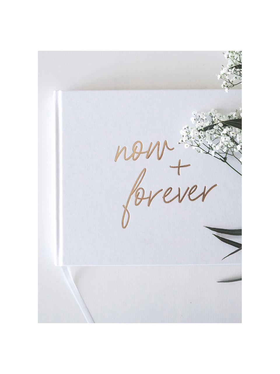 Libro de visitas Now&Forever, Blanco crema, dorado, An 28 x Al 22 cm