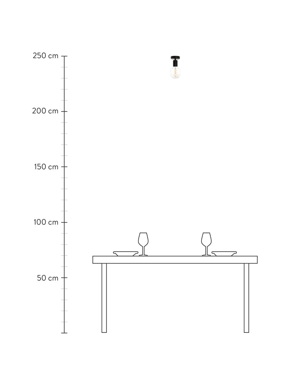 Kleine plafondlamp Cero, Baldakijn: gepoedercoat staal, Fitting: gepoedercoat staal, Zwart, Ø 10 x H 12 cm