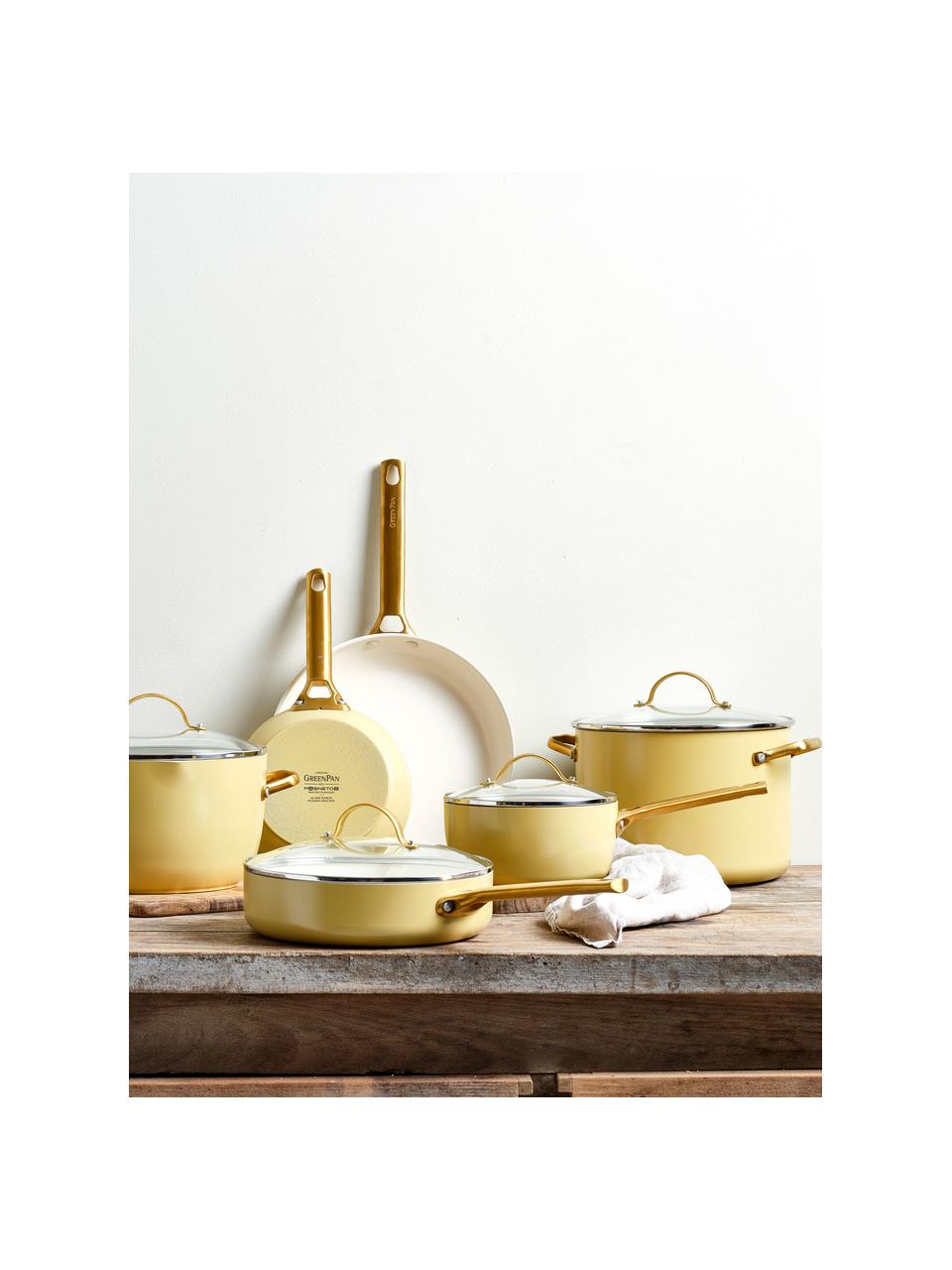 Set poêles et casseroles avec revêtement antiadhésif Padova, 10 élém., Jaune, couleur dorée, Lot de différentes tailles