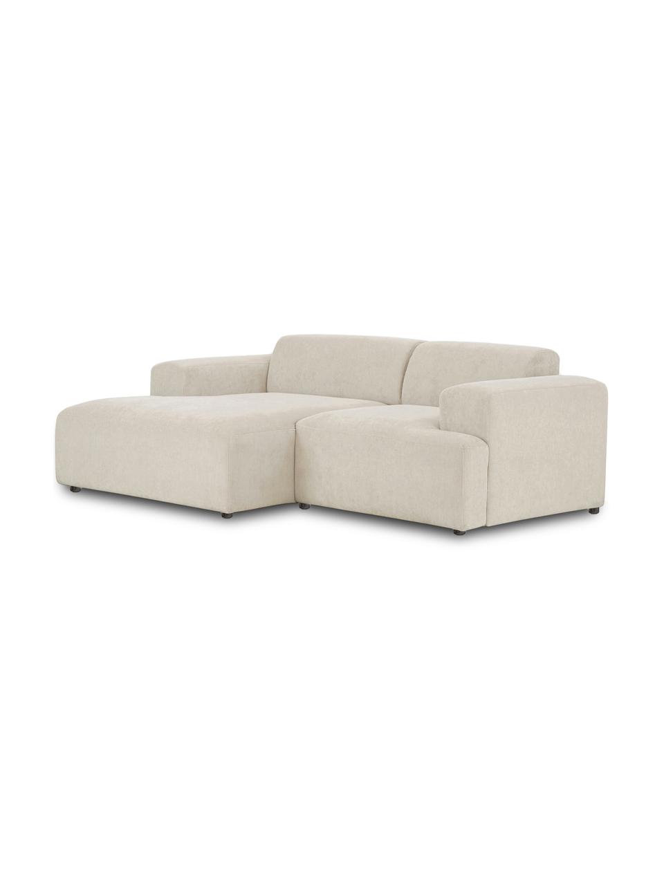 Canapé d'angle 3 places velours côtelé Melva, Velours côtelé beige, larg. 239 x prof. 143 cm, méridienne à gauche