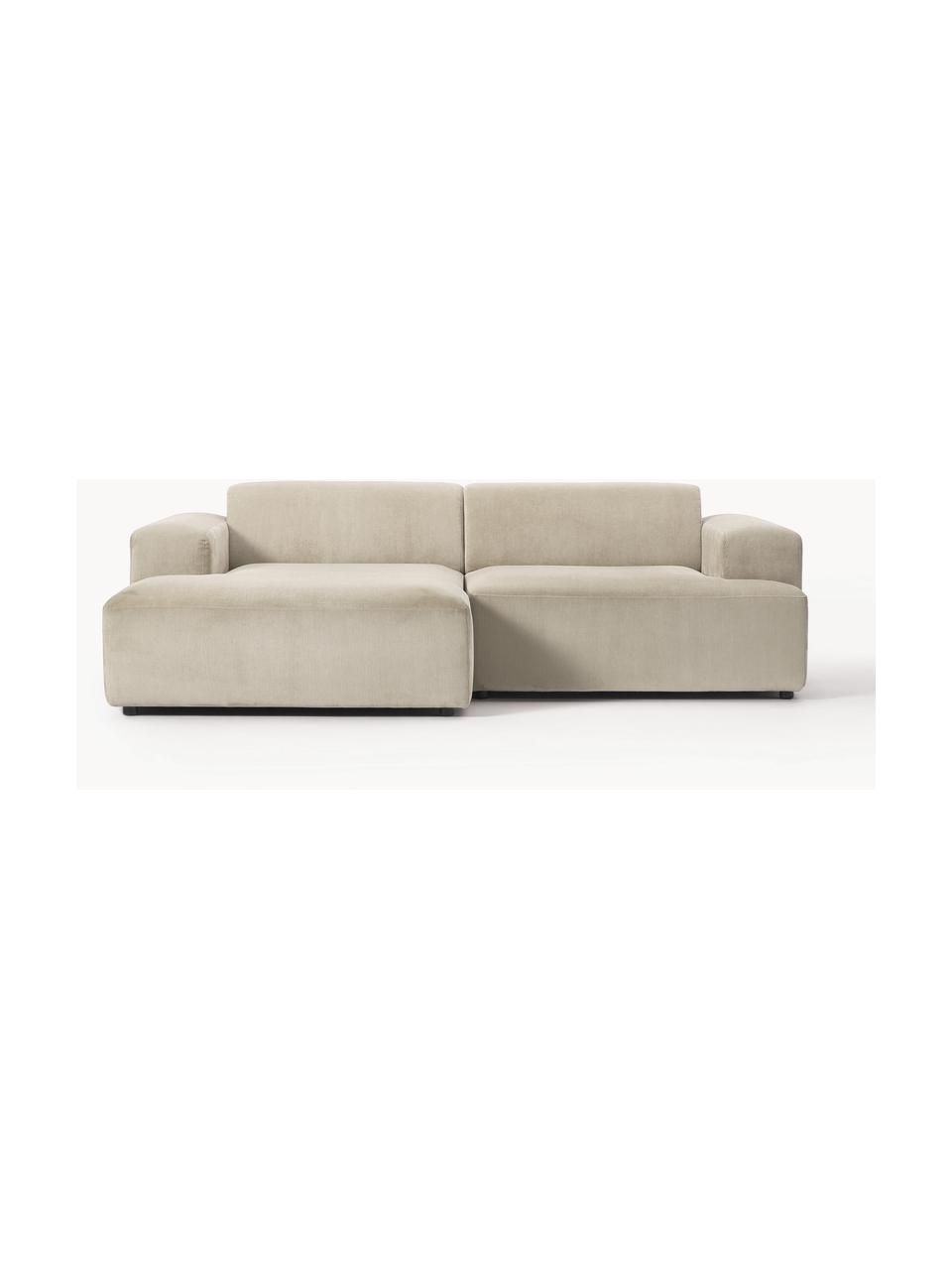 Cord-Ecksofa Melva (3-Sitzer), Bezug: Cord (92% Polyester, 8% P, Gestell: Massives Kiefernholz, Spa, Füße: Kunststoff Dieses Produkt, Cord Hellbeige, B 238 x T 143 cm, Eckteil links