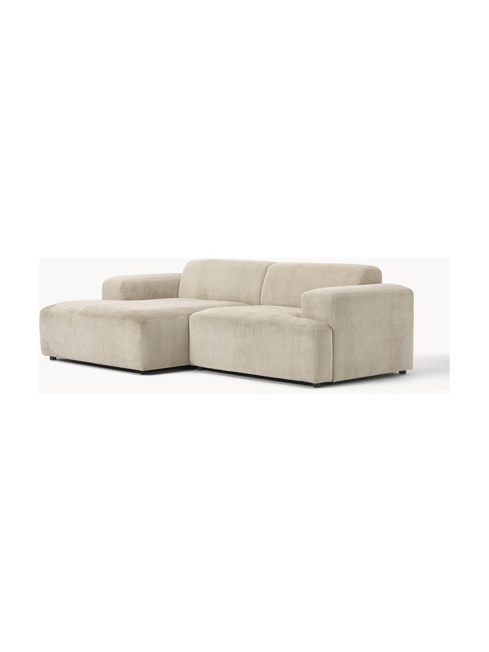 Cord-Ecksofa Melva (3-Sitzer), Bezug: Cord (92% Polyester, 8% P, Gestell: Massives Kiefernholz, Spa, Füße: Kunststoff Dieses Produkt, Cord Hellbeige, B 238 x T 143 cm, Eckteil links