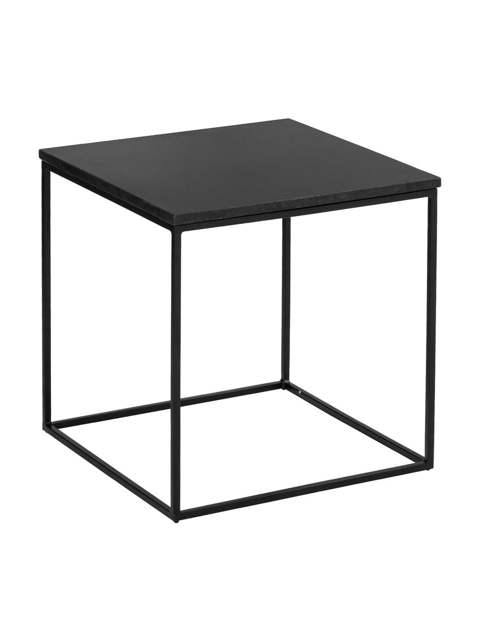 Žulový odkladací stolík Alys, Doska: čierna granitová Konštrukcia: matná čierna