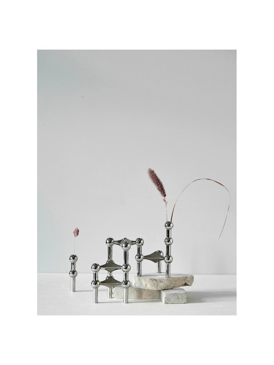 Kerzenhalter Stoff Nagel, Metall, beschichtet, Silberfarben, Ø 10 x H 7 cm